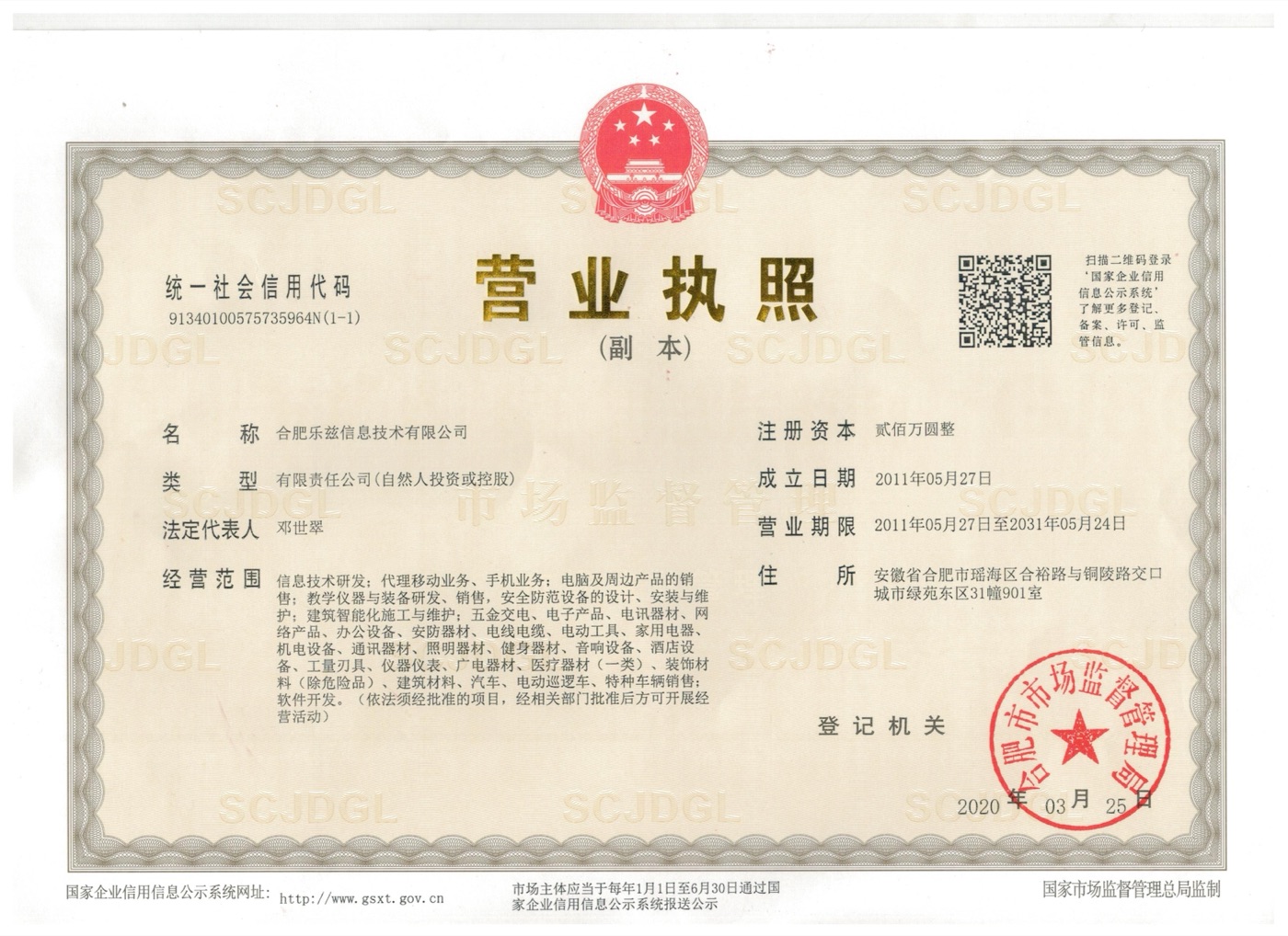 合肥乐兹信息技术有限公司营业执照